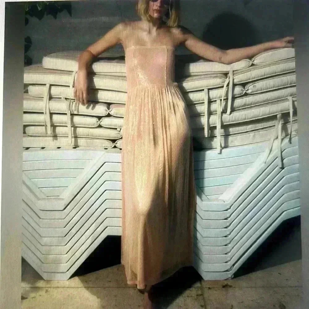 Zara Strapless Cream Dress - Picture 3 of 9